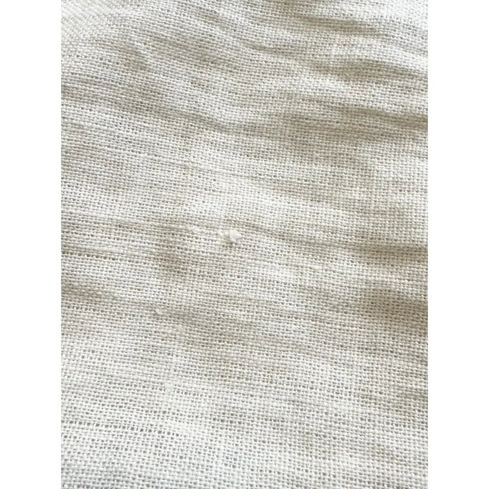 CB2 Kara Mann Tuxedo Throw Pillow Cover 20x20 White Linen Black Leather Trim